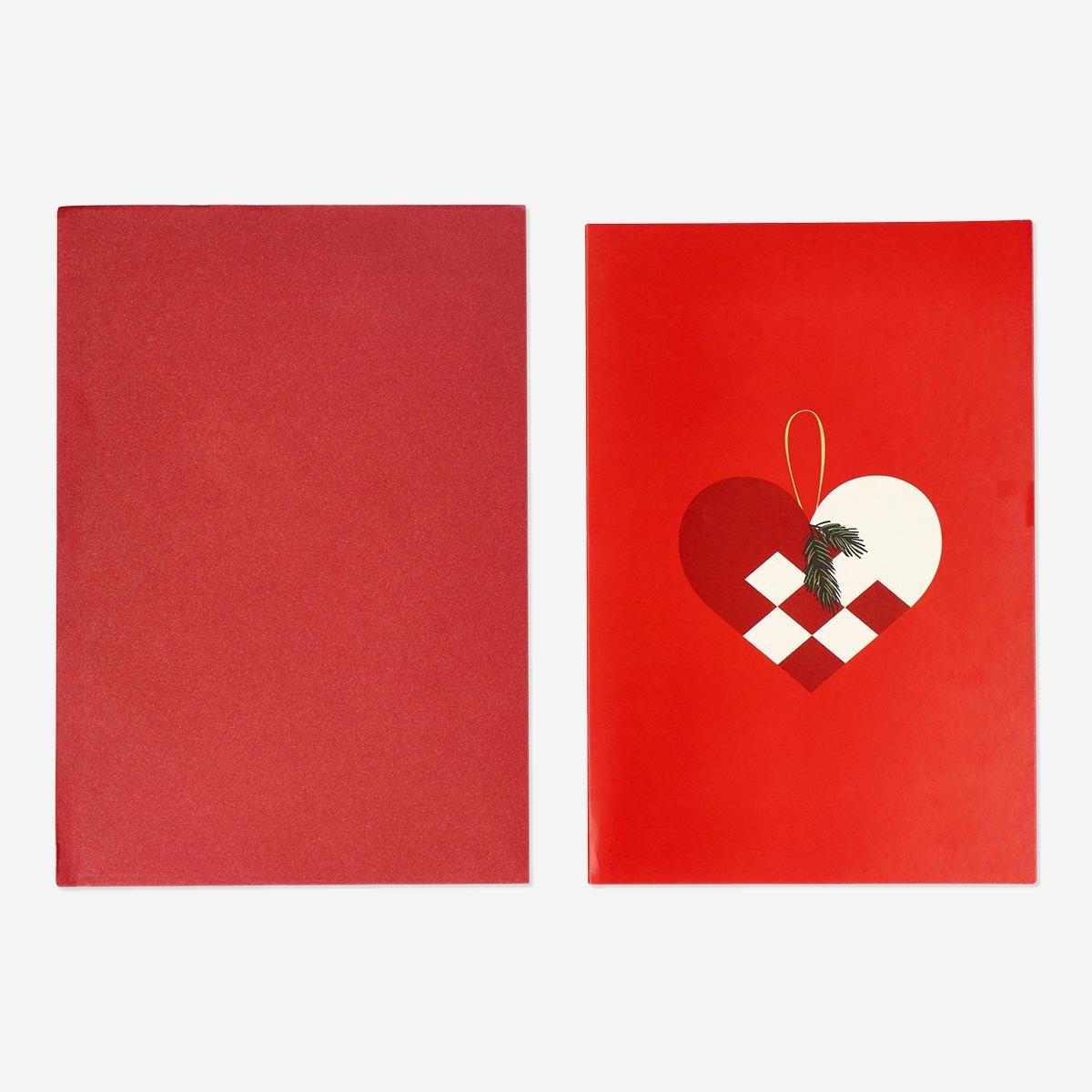 Red christmas heart card with envelope
