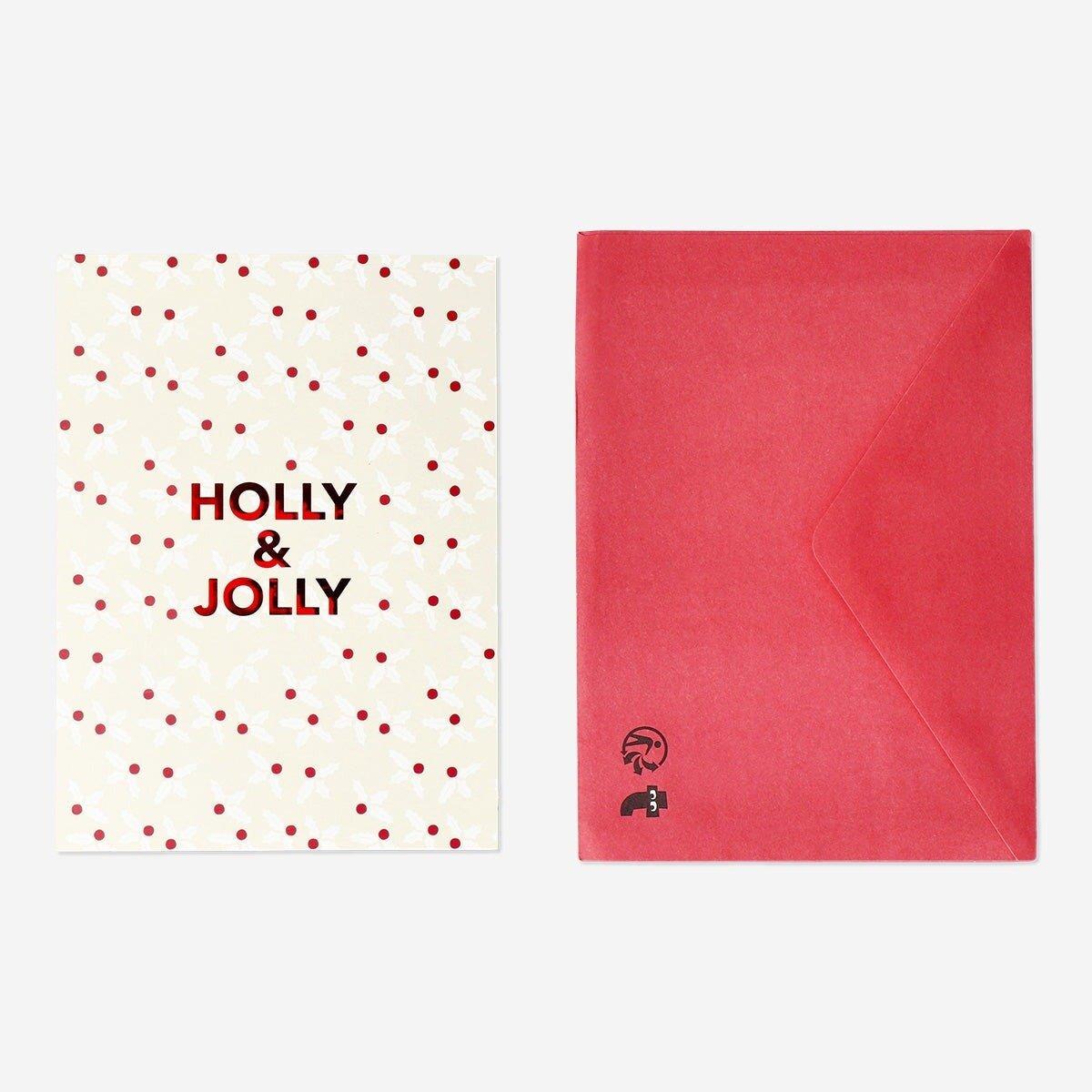 Multicolour holly card with envelope