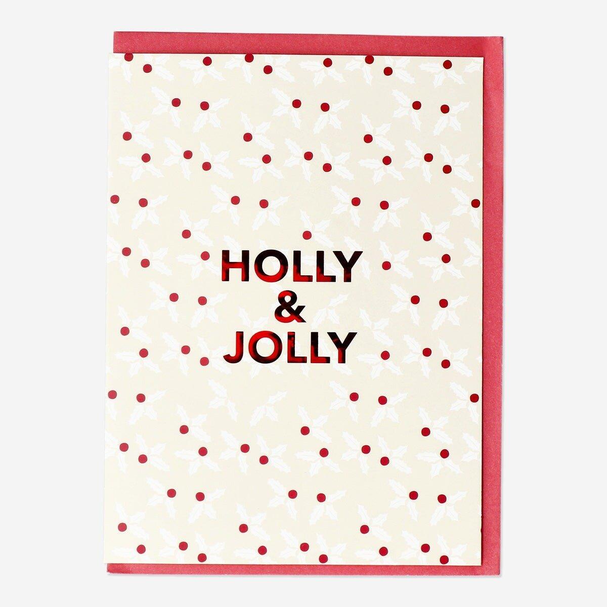 Multicolour holly card with envelope