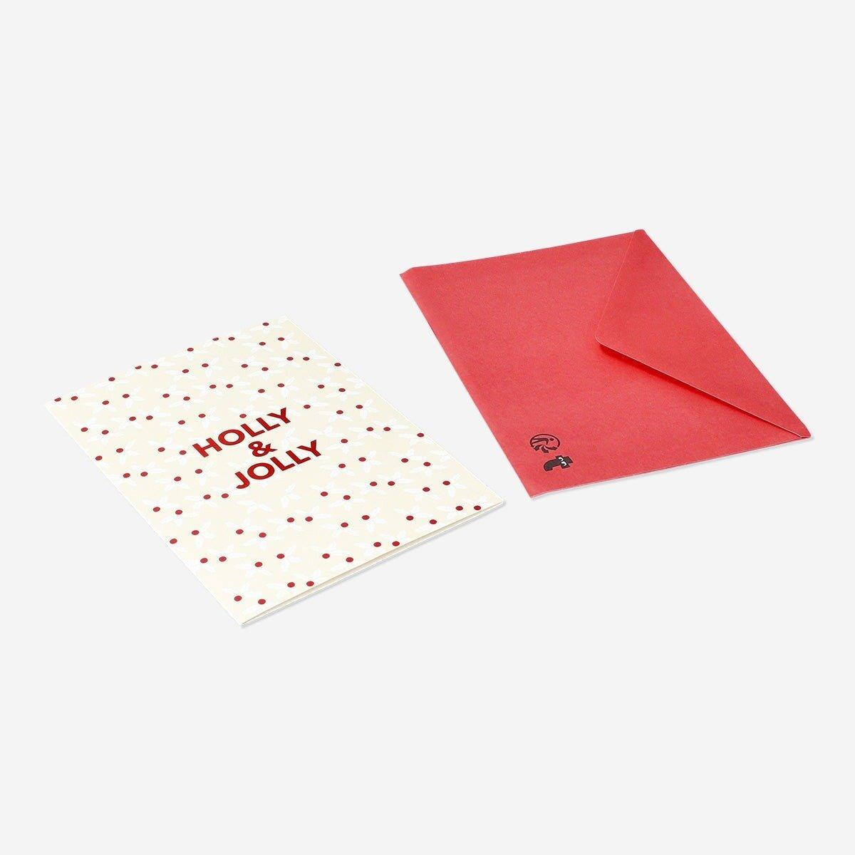 Multicolour holly card with envelope