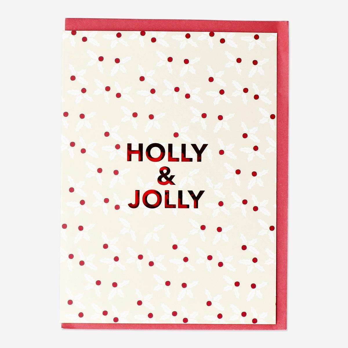 Multicolour holly card with envelope
