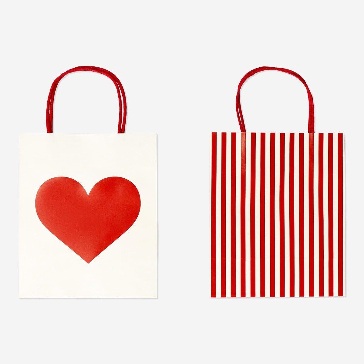 Multicolour gift bags with hearts - 2 pcs