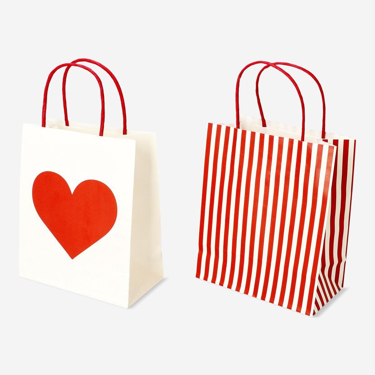 Multicolour gift bags with hearts - 2 pcs