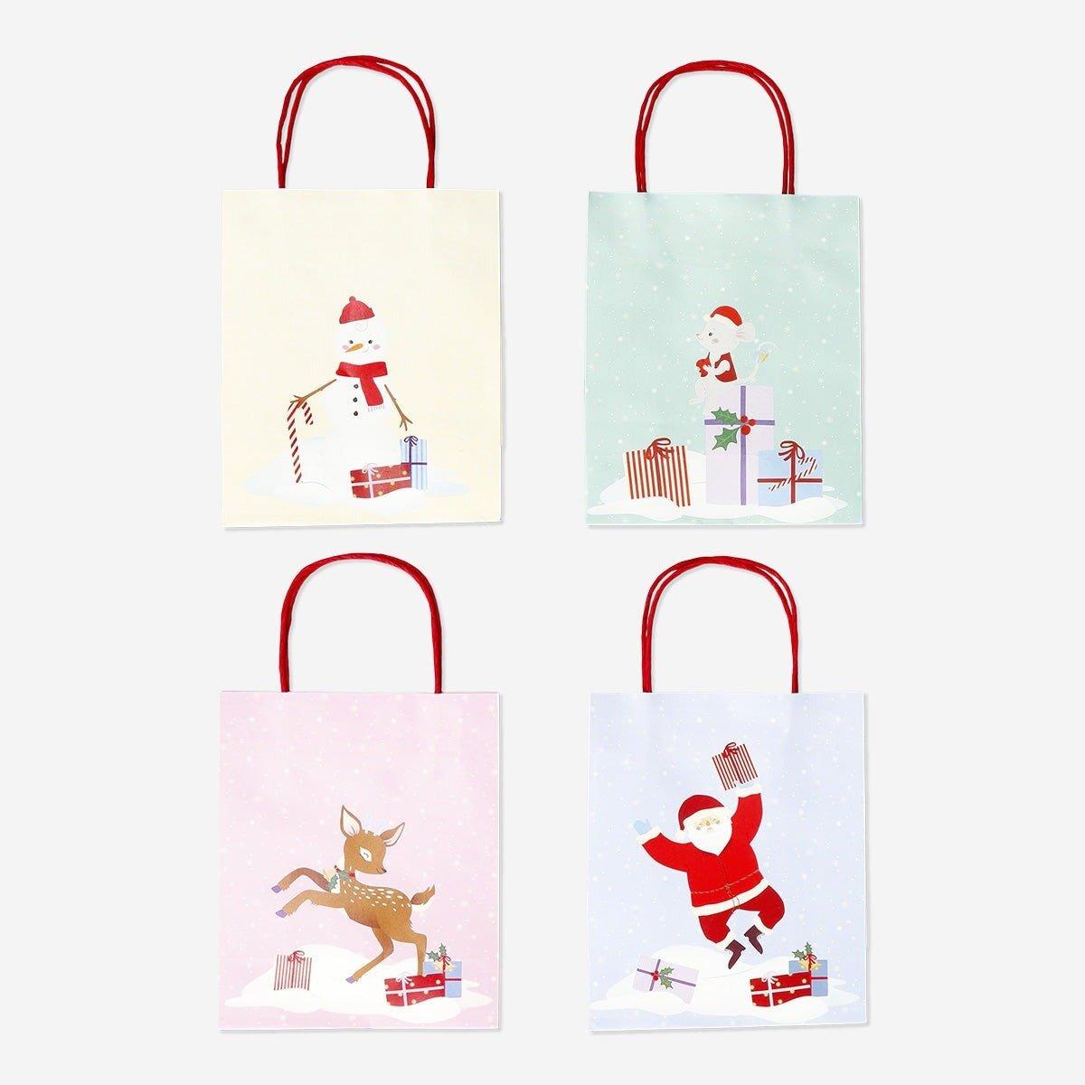 Multicolour gift bags with christmas motifs - 4 pcs