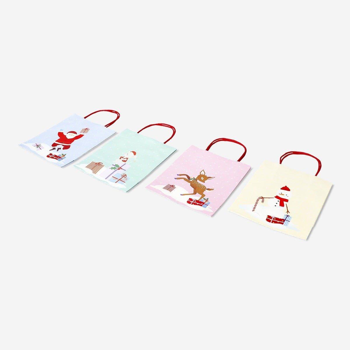 Multicolour gift bags with christmas motifs - 4 pcs