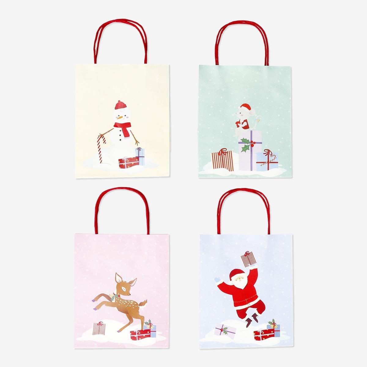 Multicolour gift bags with christmas motifs - 4 pcs