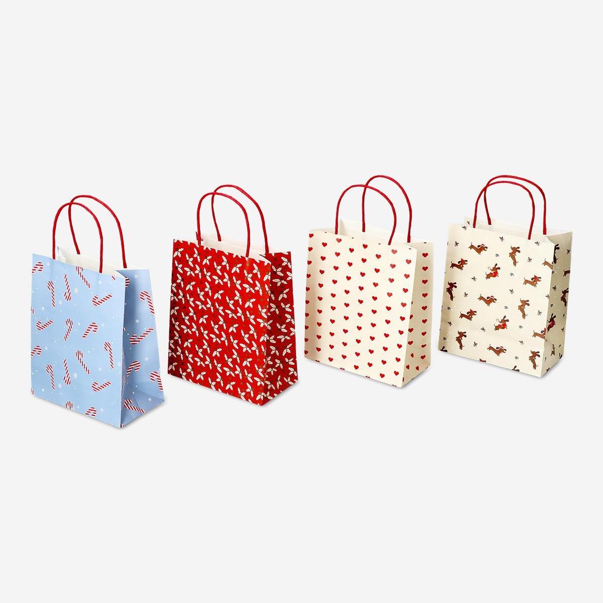 Multicolour gift bags with christmas patterns - 4 pcs