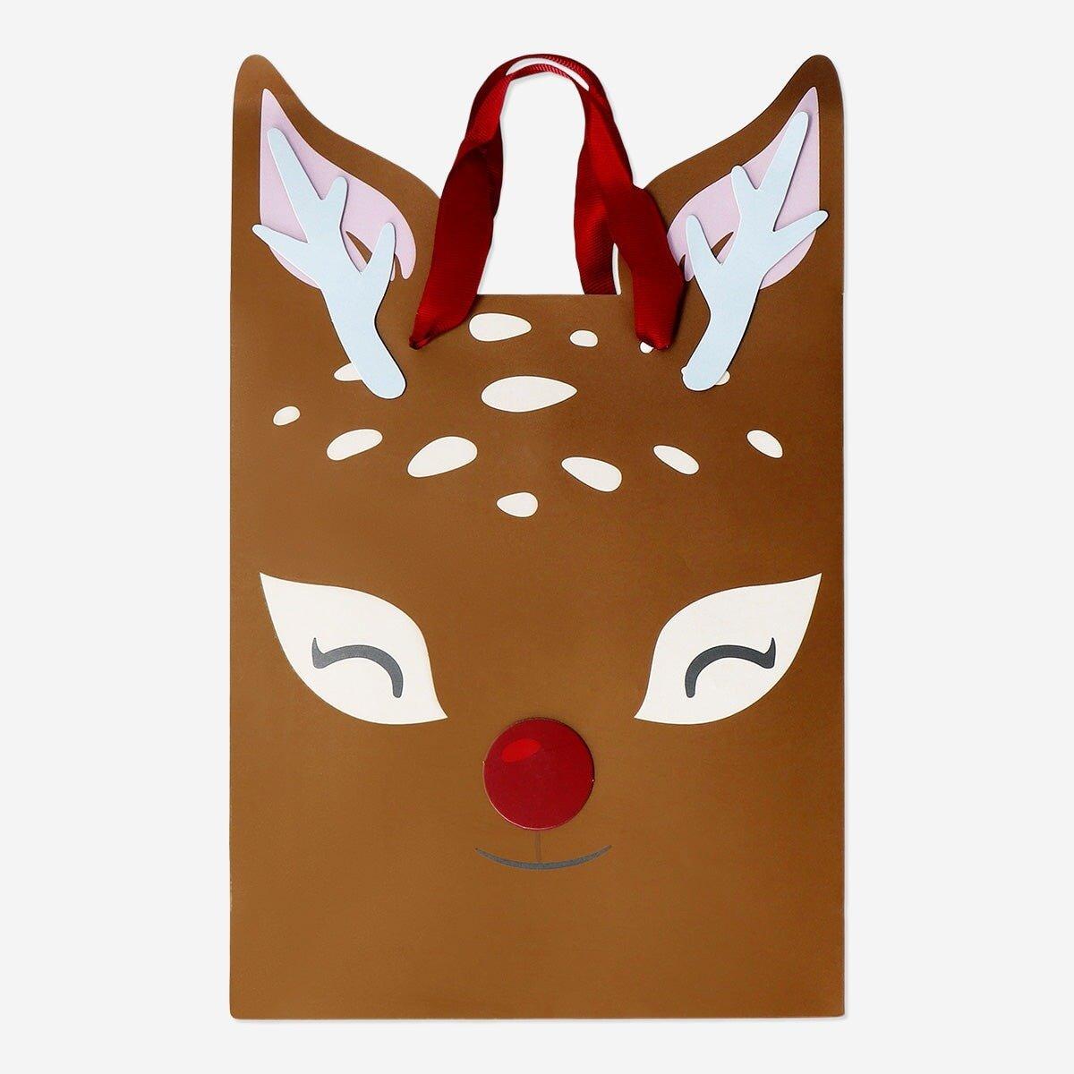 Multicolour reindeer shaped gift bag