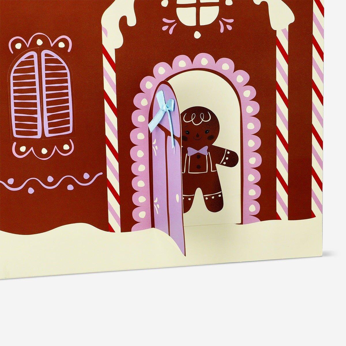 Multicolour gingerbread house gift bag