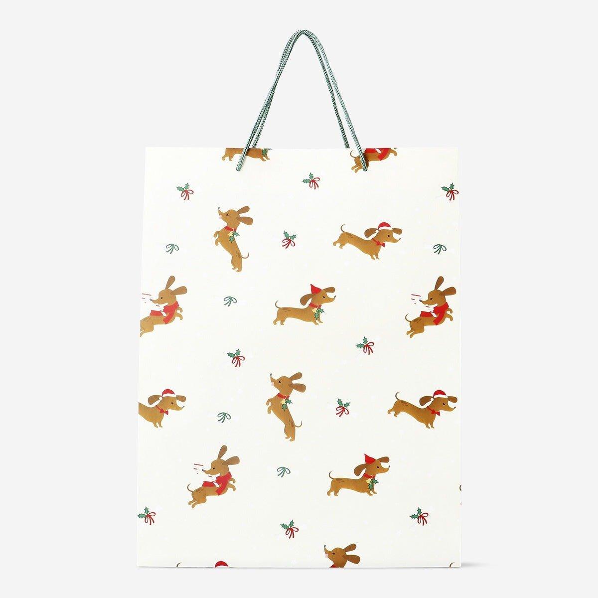Multicolour gift bag with dachshund pattern