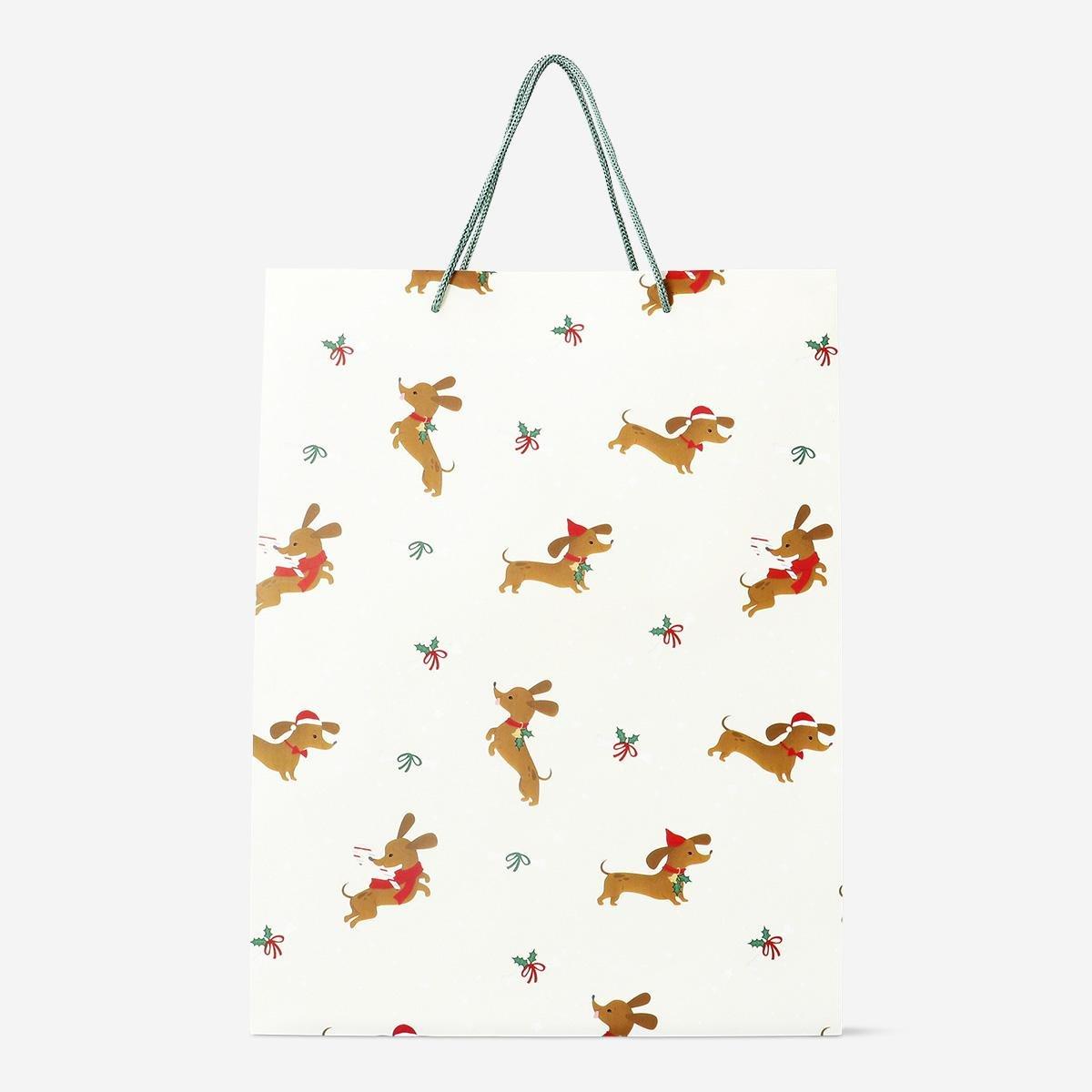 Multicolour gift bag with dachshund pattern