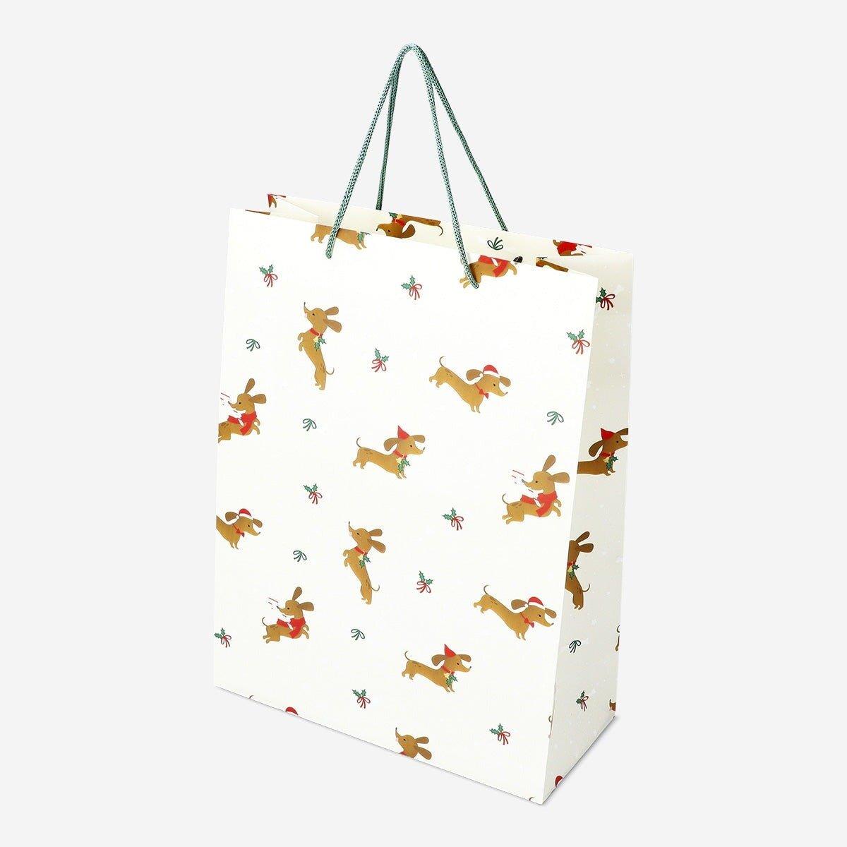 Multicolour gift bag with dachshund pattern