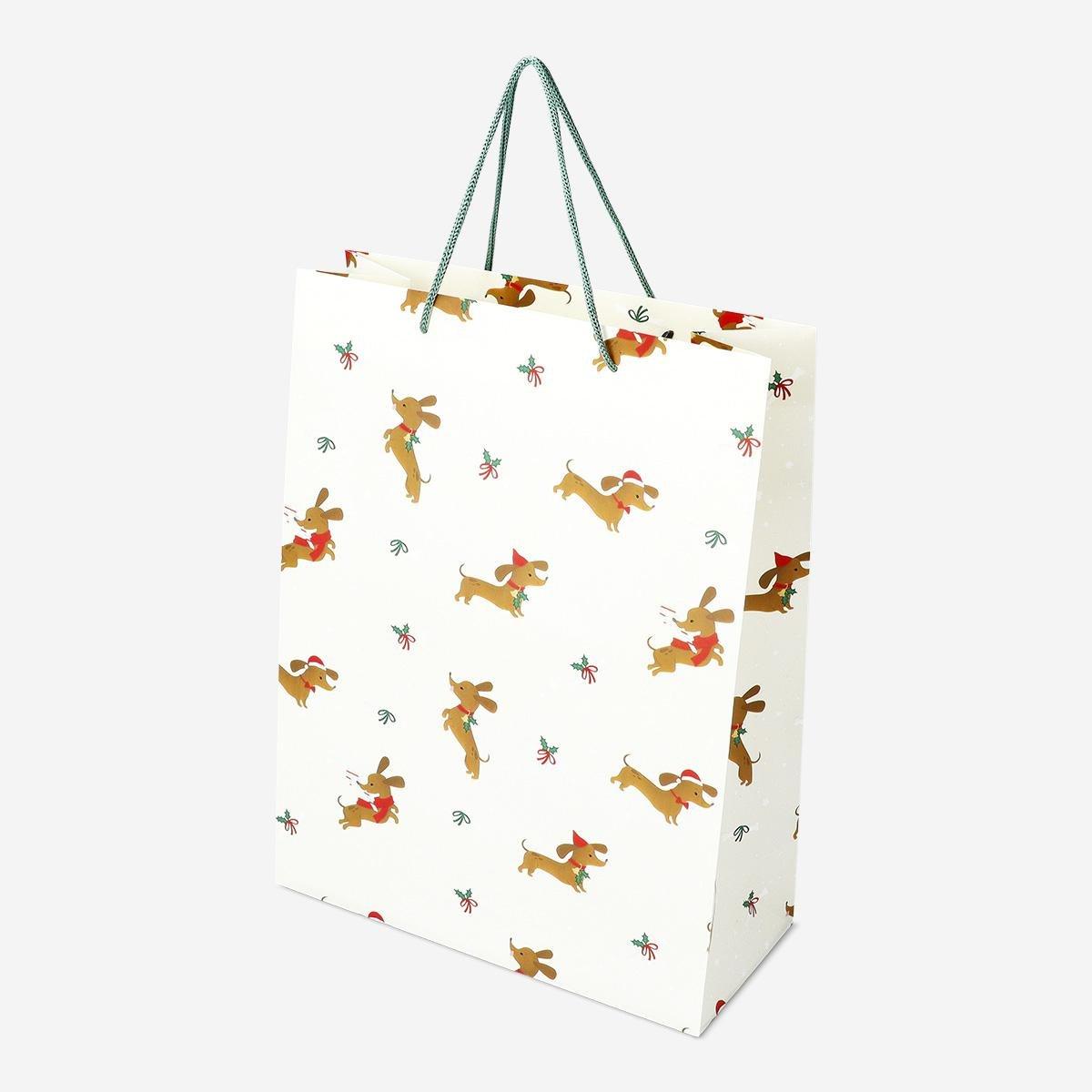 Multicolour gift bag with dachshund pattern