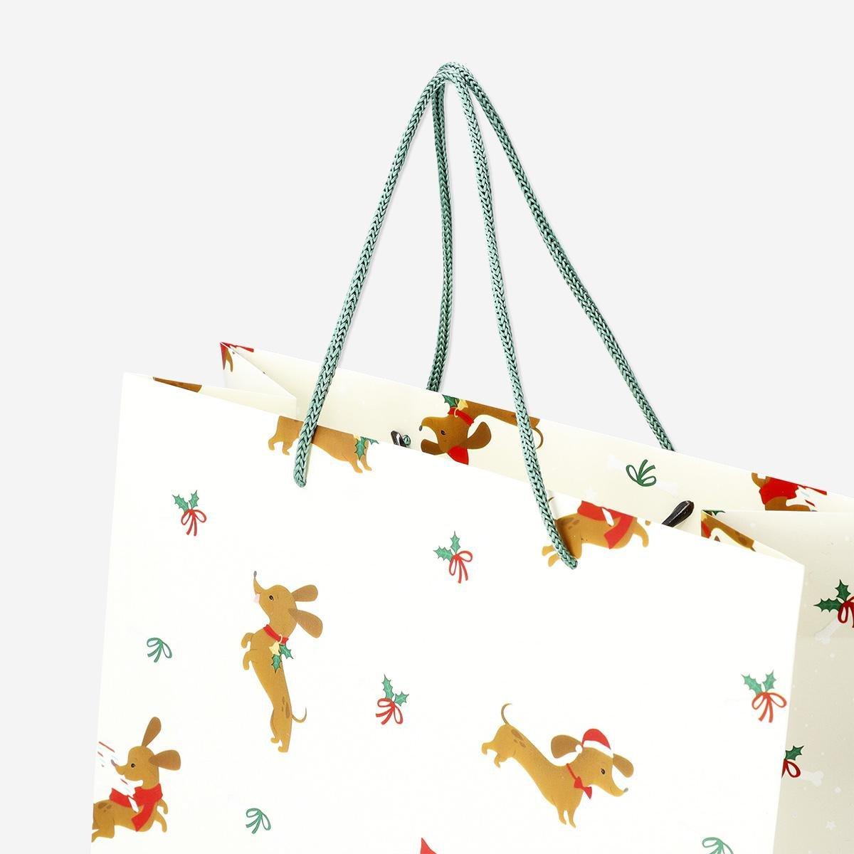 Multicolour gift bag with dachshund pattern