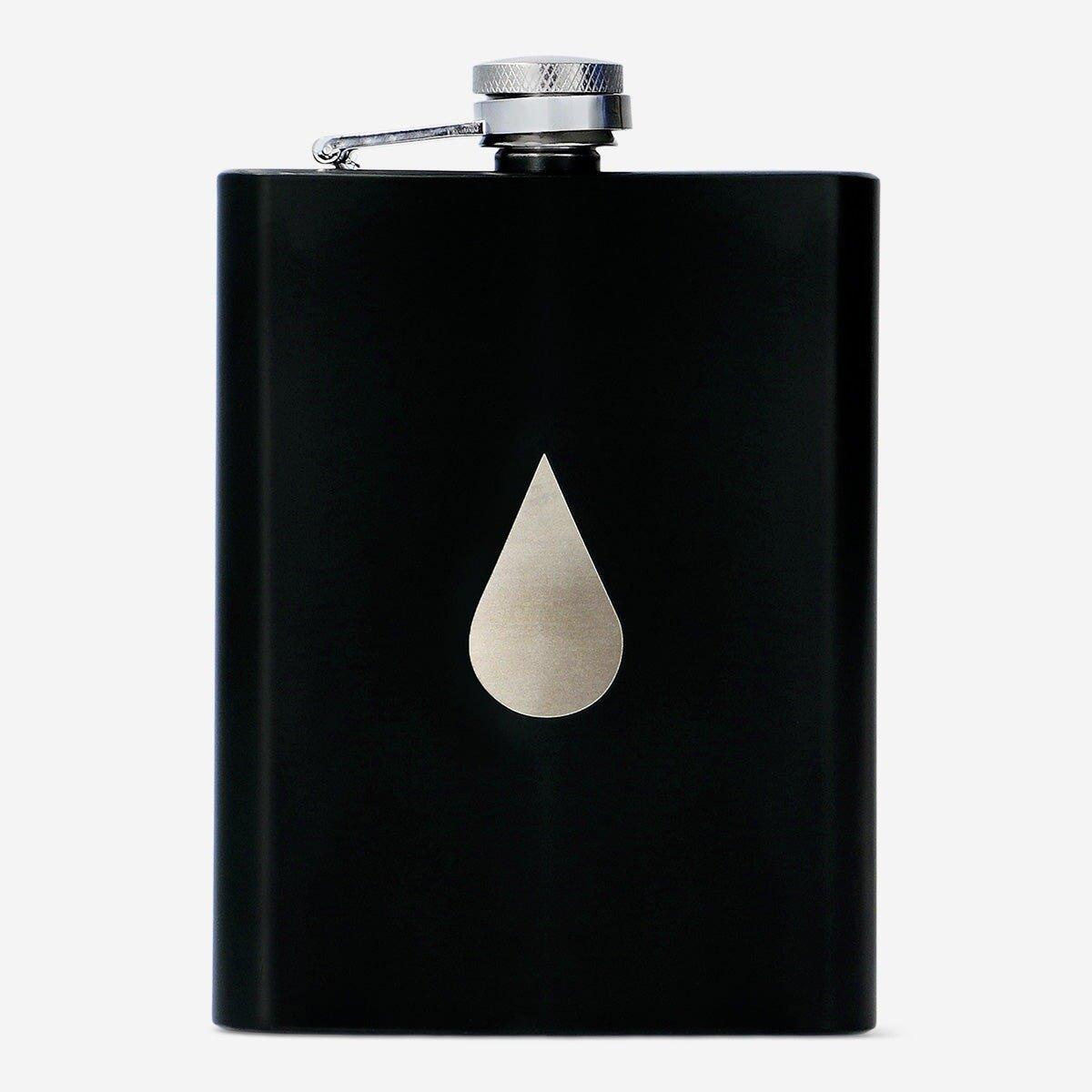 Black stainless steel hip flask - 210 ml
