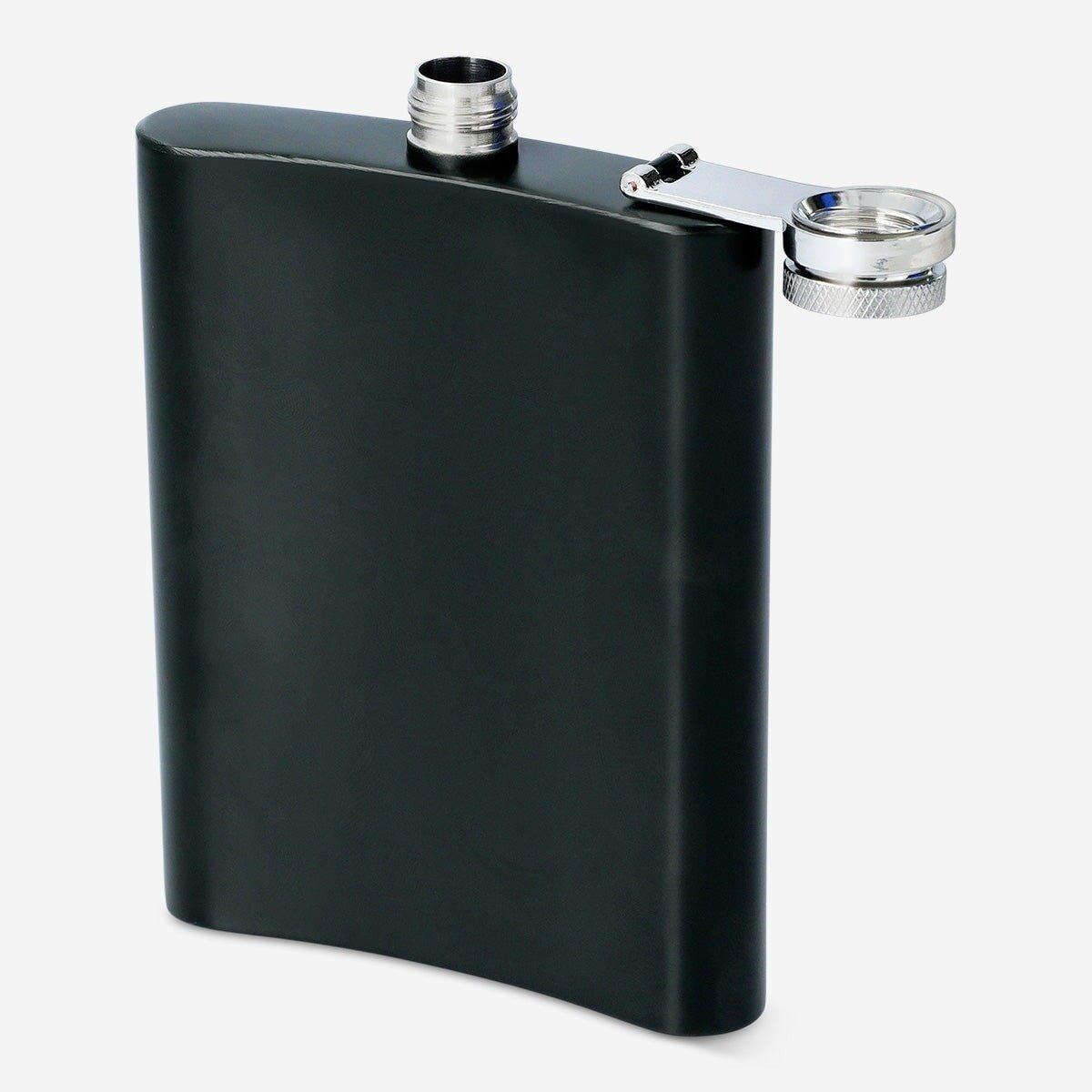 Black stainless steel hip flask - 210 ml