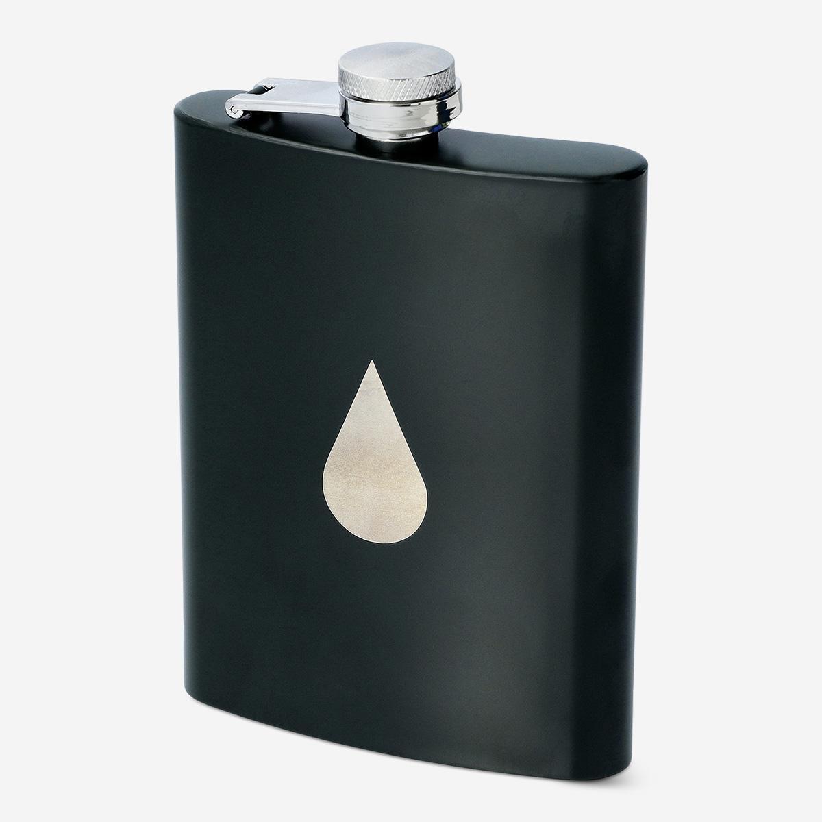 Black stainless steel hip flask - 210 ml
