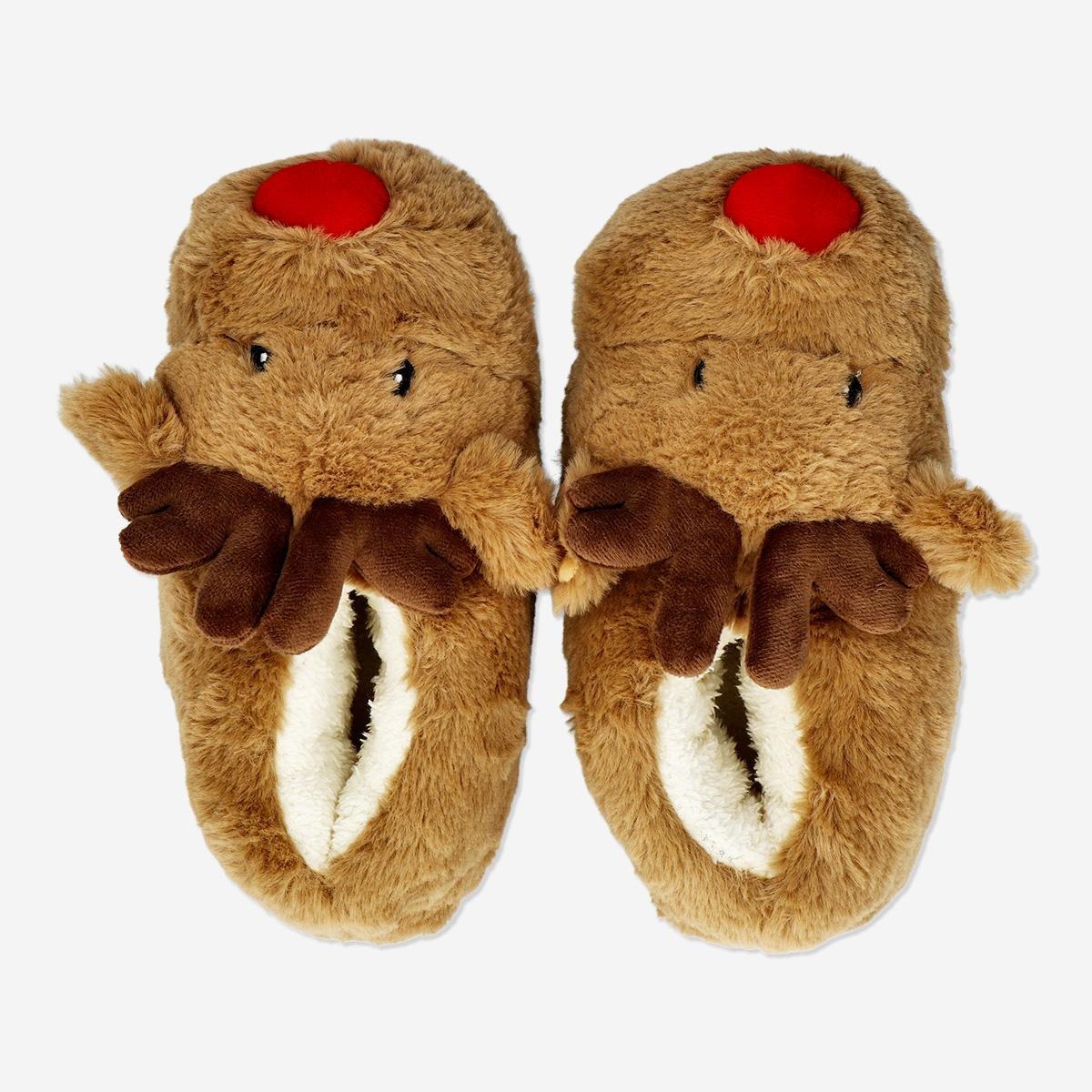 Brown reindeer slippers 38 39 Flying Tiger UAE