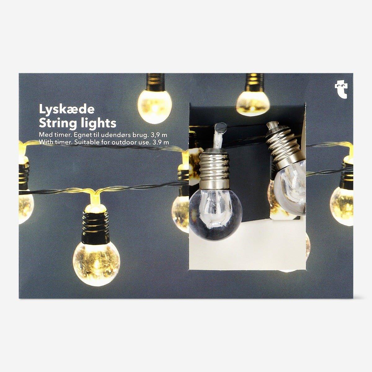 Multicolour Outdoor String Lights With Clear Bulbs - 390 Cm