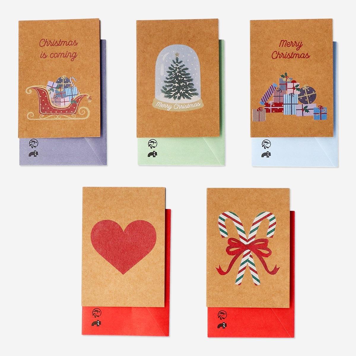 Multicolour christmas cards and envelopes - 15 pcs