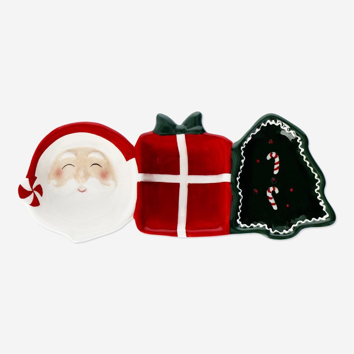 Multicolour Christmas Set Of Attached Serving Bowls - 3 Pcs