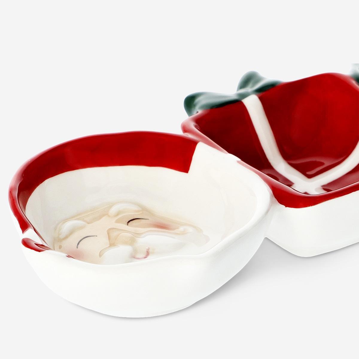 Multicolour Christmas Set Of Attached Serving Bowls - 3 Pcs