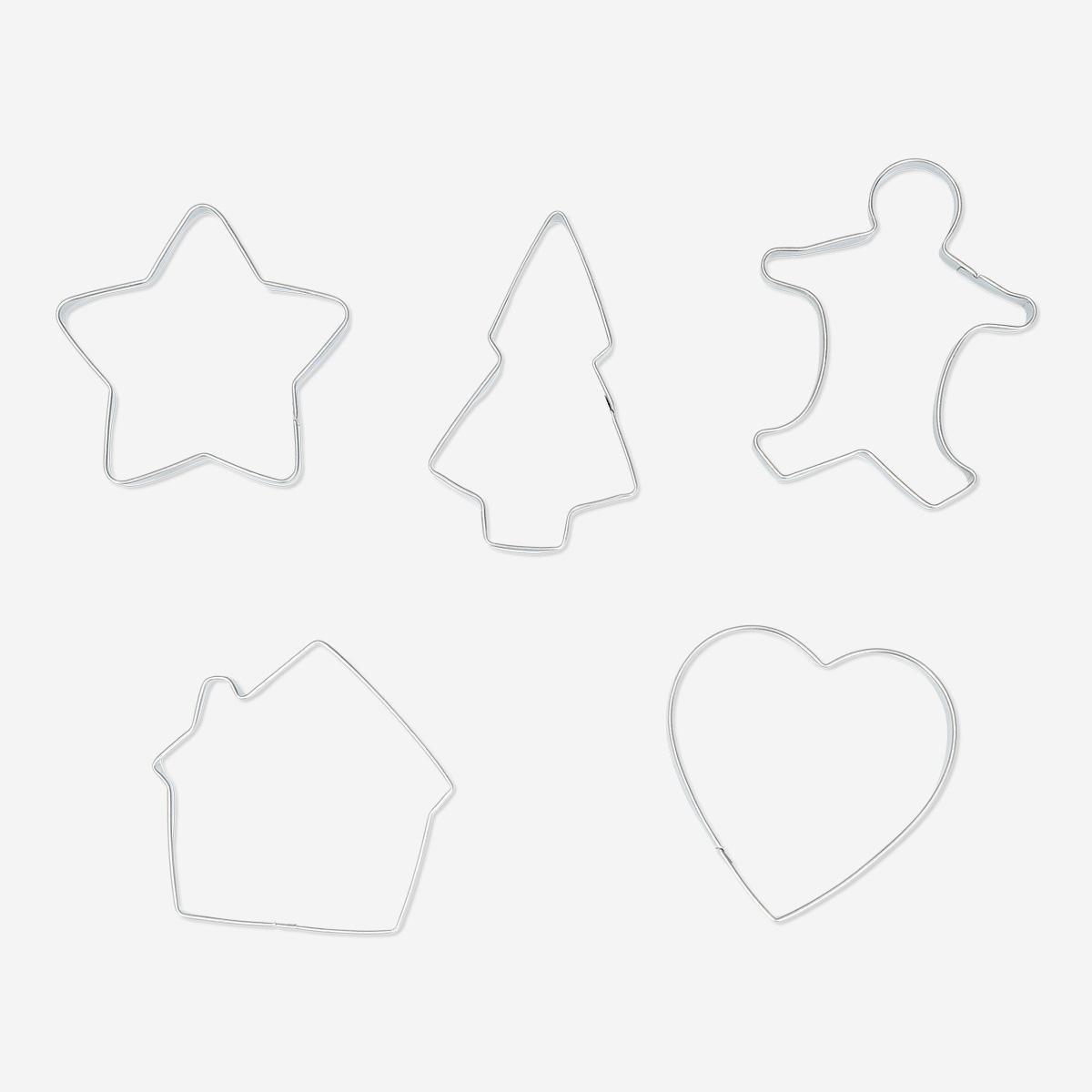 Silver Cookie Cutters - 5 Pcs