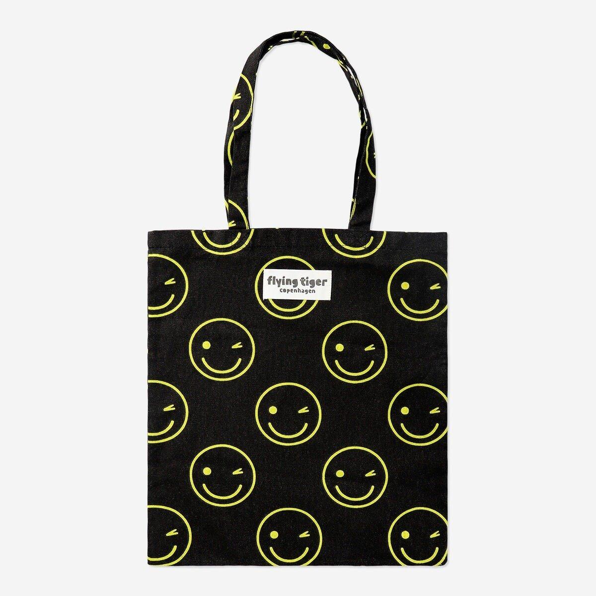 Black smileys tote bag