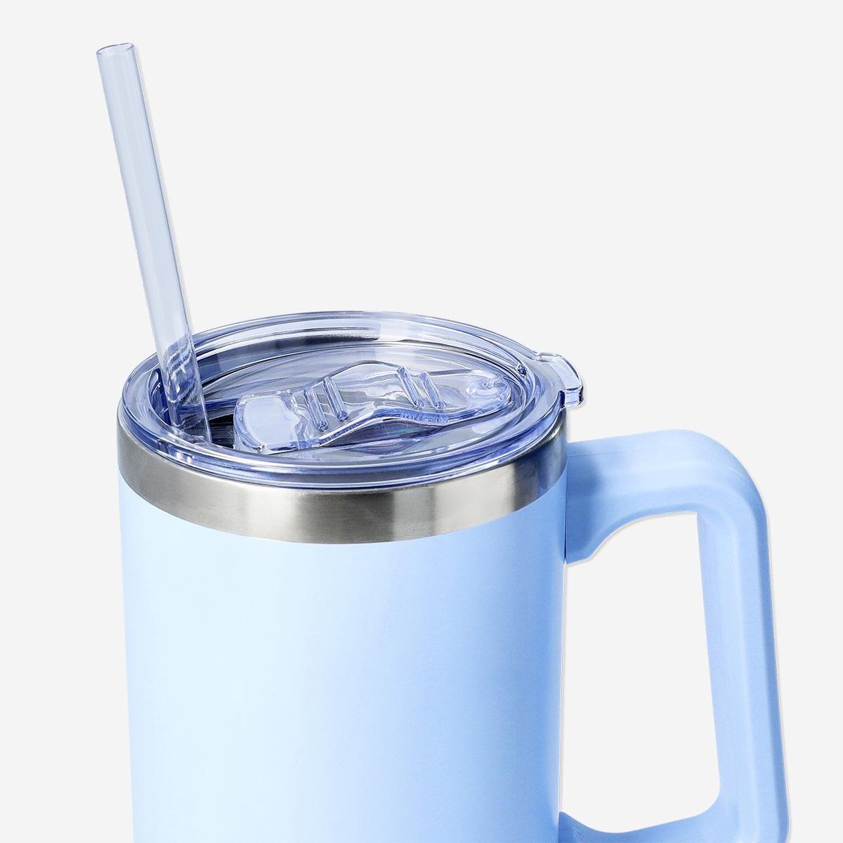 Blue tumbler with lid and straw - 880 ml