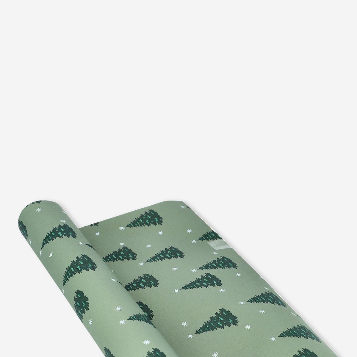 Green 400 cm wrapping paper - christmas trees