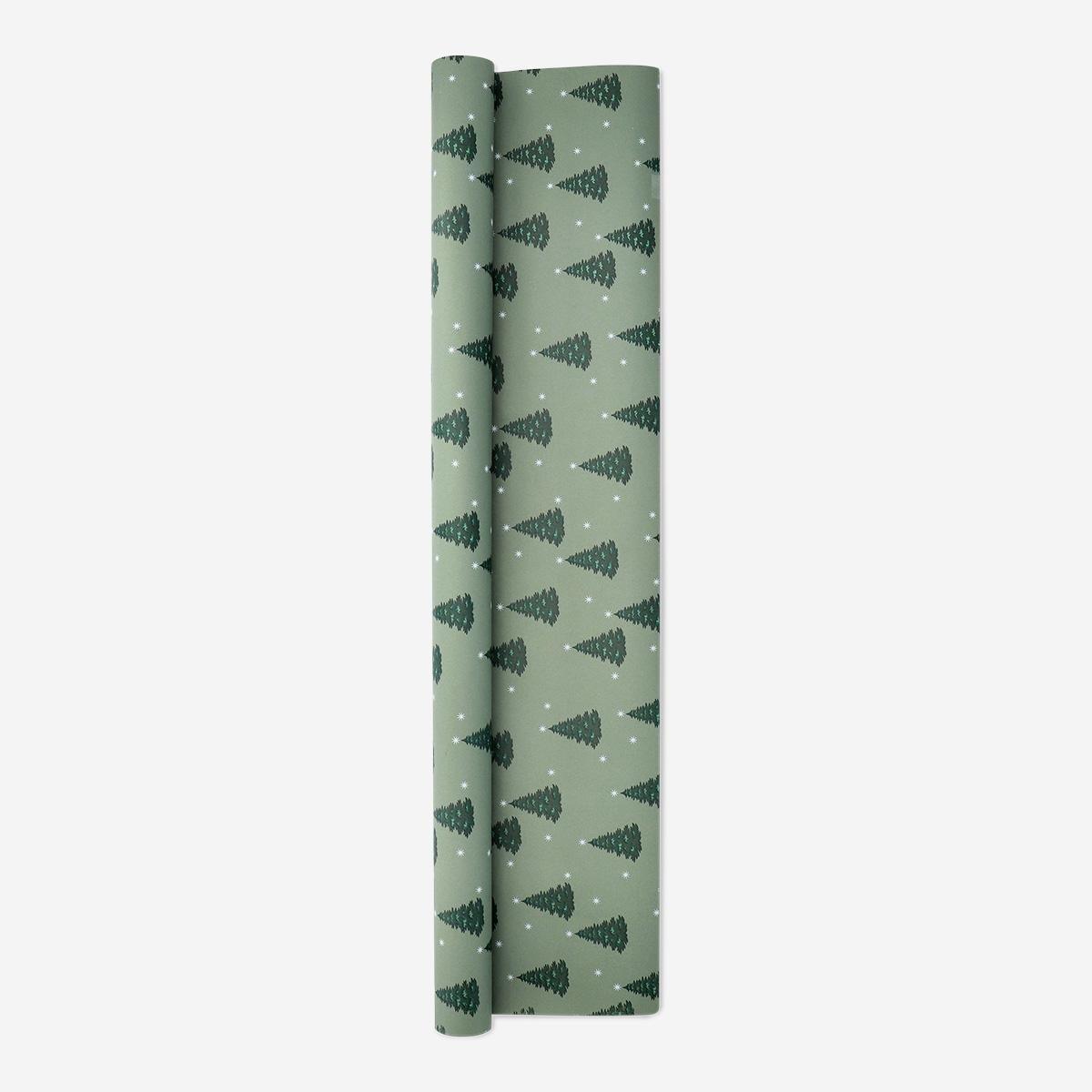 Green 400 cm wrapping paper - christmas trees