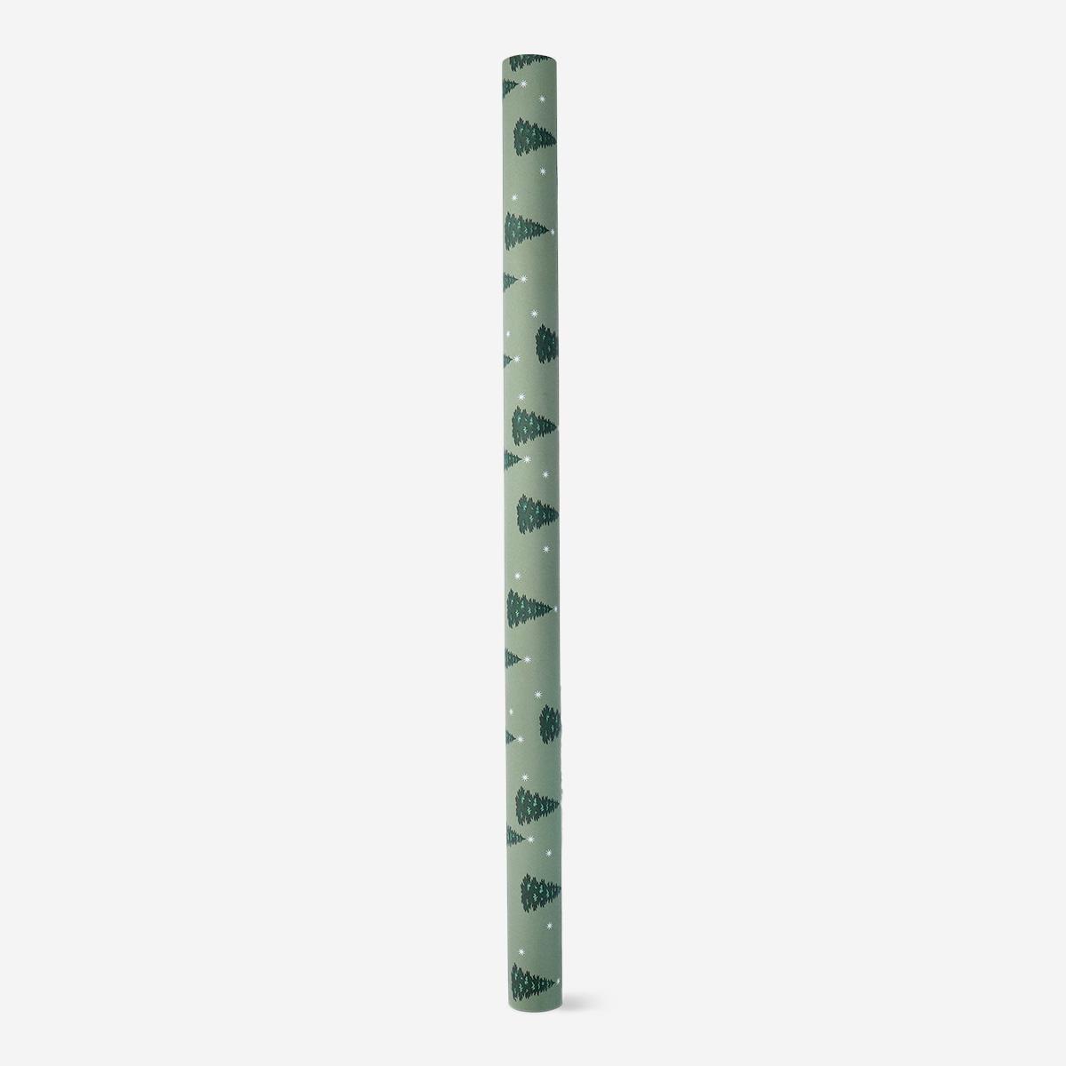 Green 400 cm wrapping paper - christmas trees