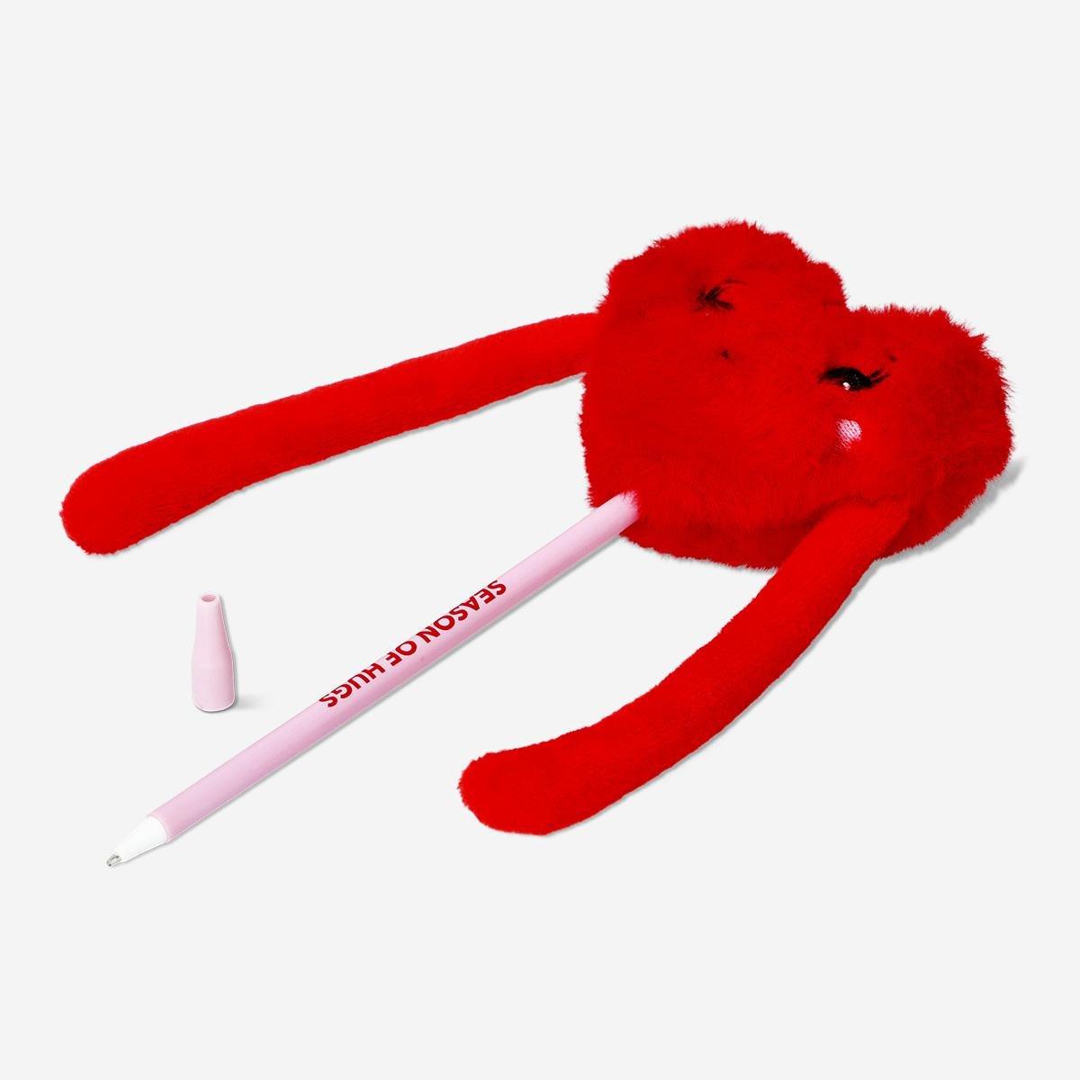 Red plush red heart topper ballpoint pen