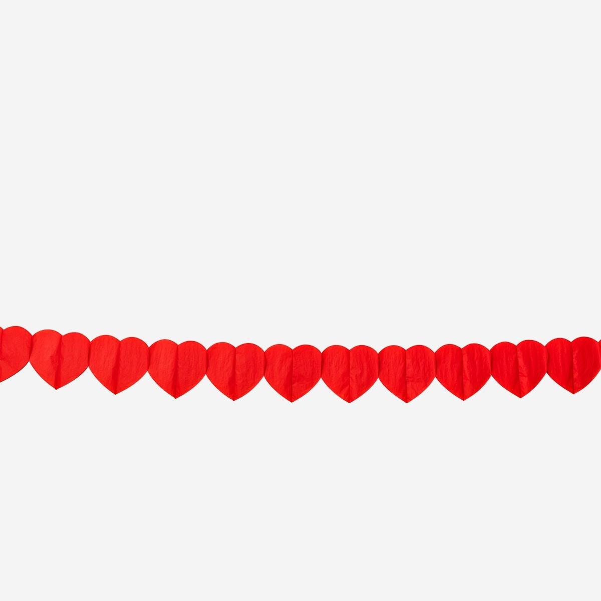 Red heart paper garland - 300 cm
