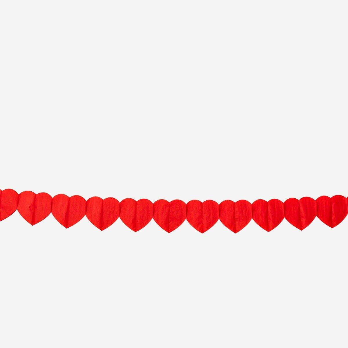 Red heart paper garland - 300 cm