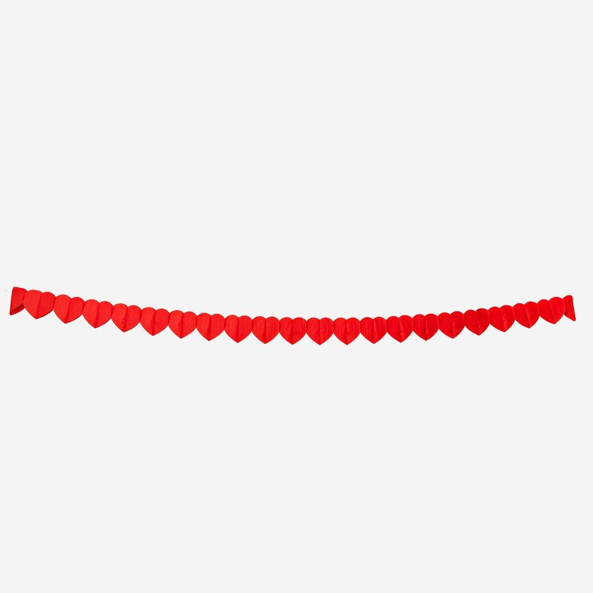 Red heart paper garland - 300 cm