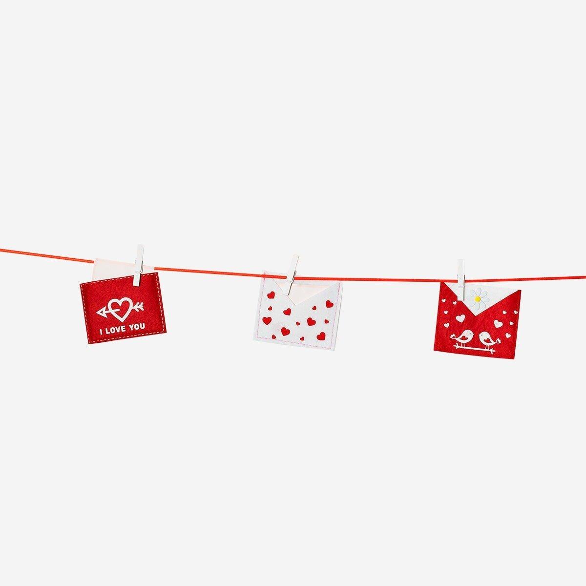 Pink envelope garland for messages - 300 cm