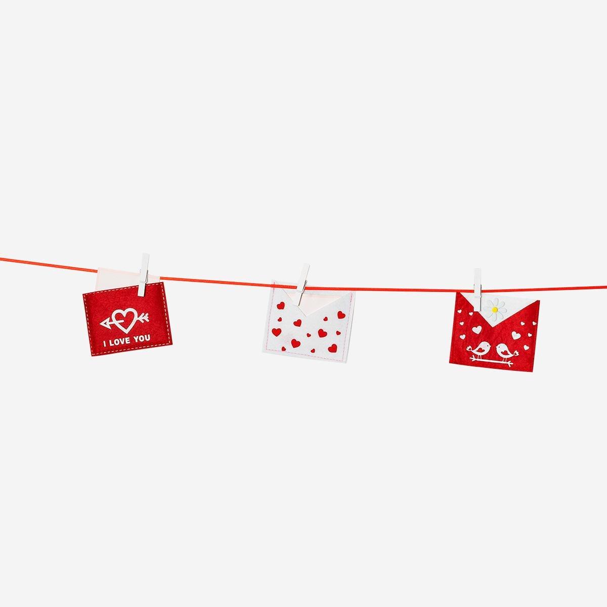 Pink envelope garland for messages - 300 cm