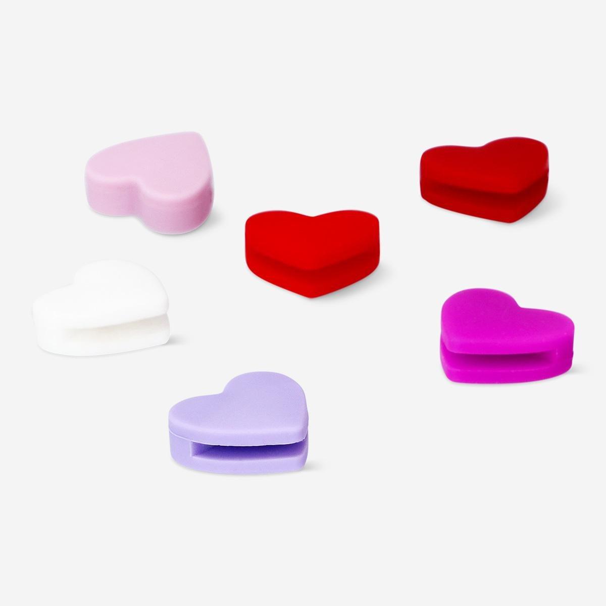 Multicolour silicone heart shaped drink markers - 6 pcs