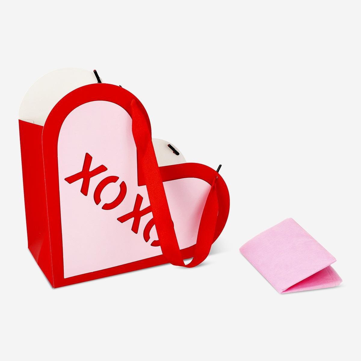 Red gift bag shaped tissue paper