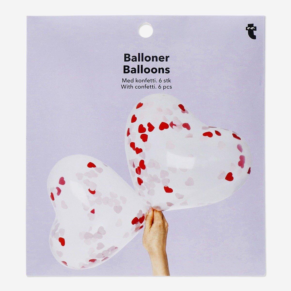 Multicolour heart confetti balloons - 6 pcs