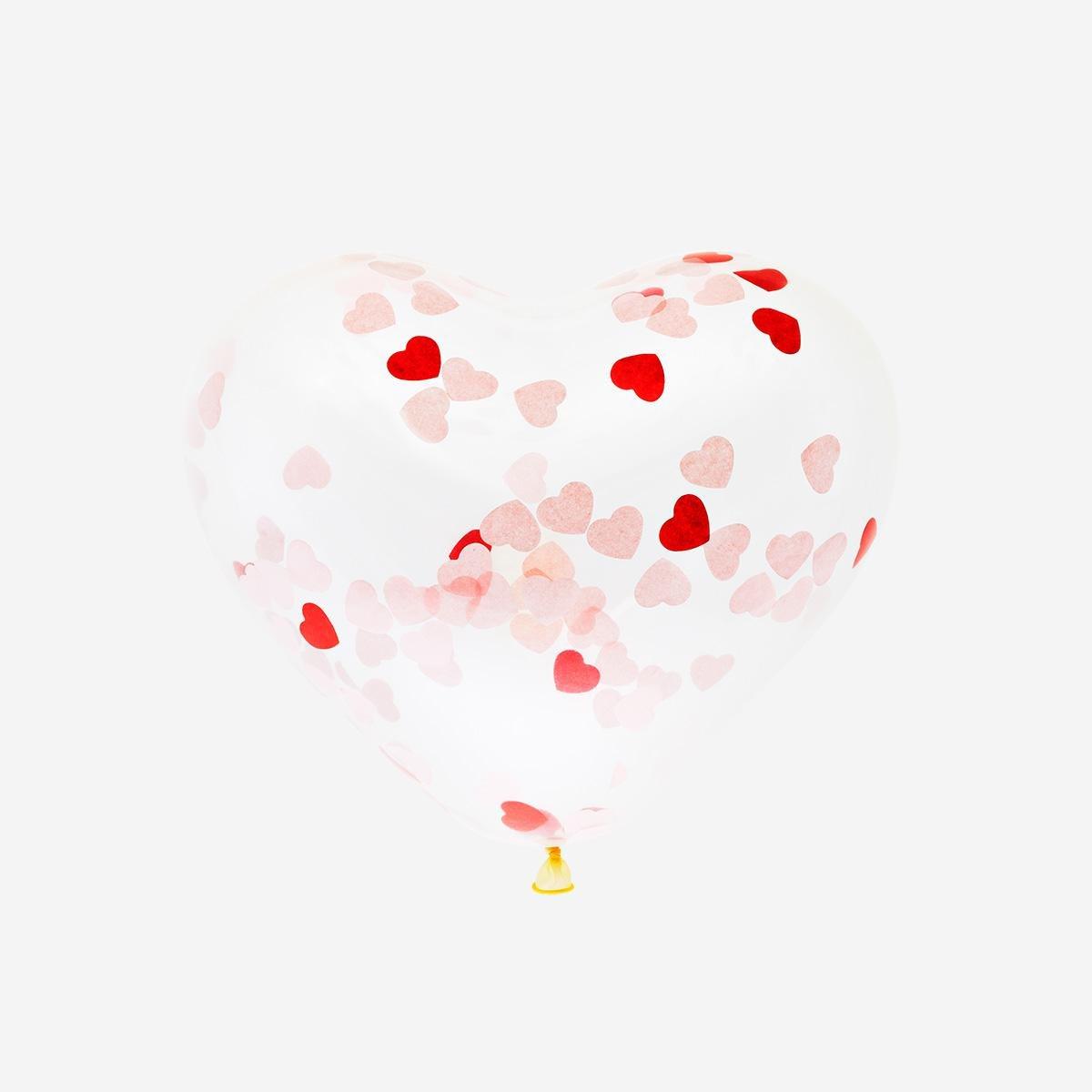 Multicolour heart confetti balloons - 6 pcs