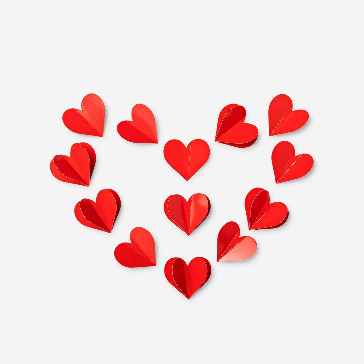 Red decorative red paper hearts - 20 pcs