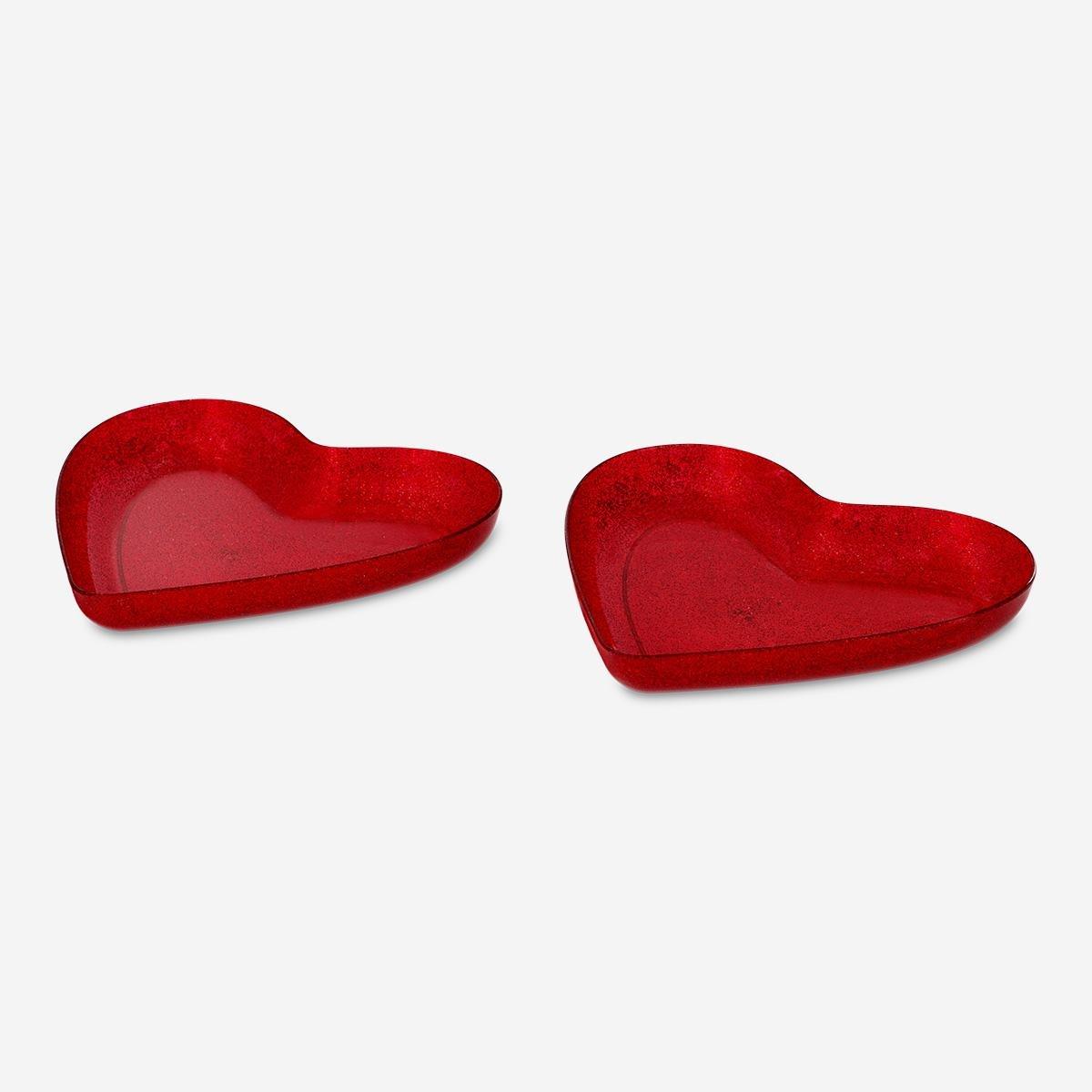 Red set of heart shaped plates - 2 pcs