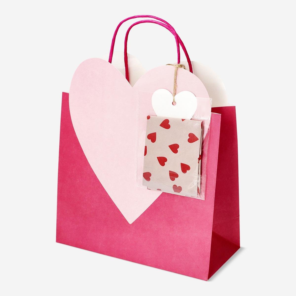 Pink heart gift bag