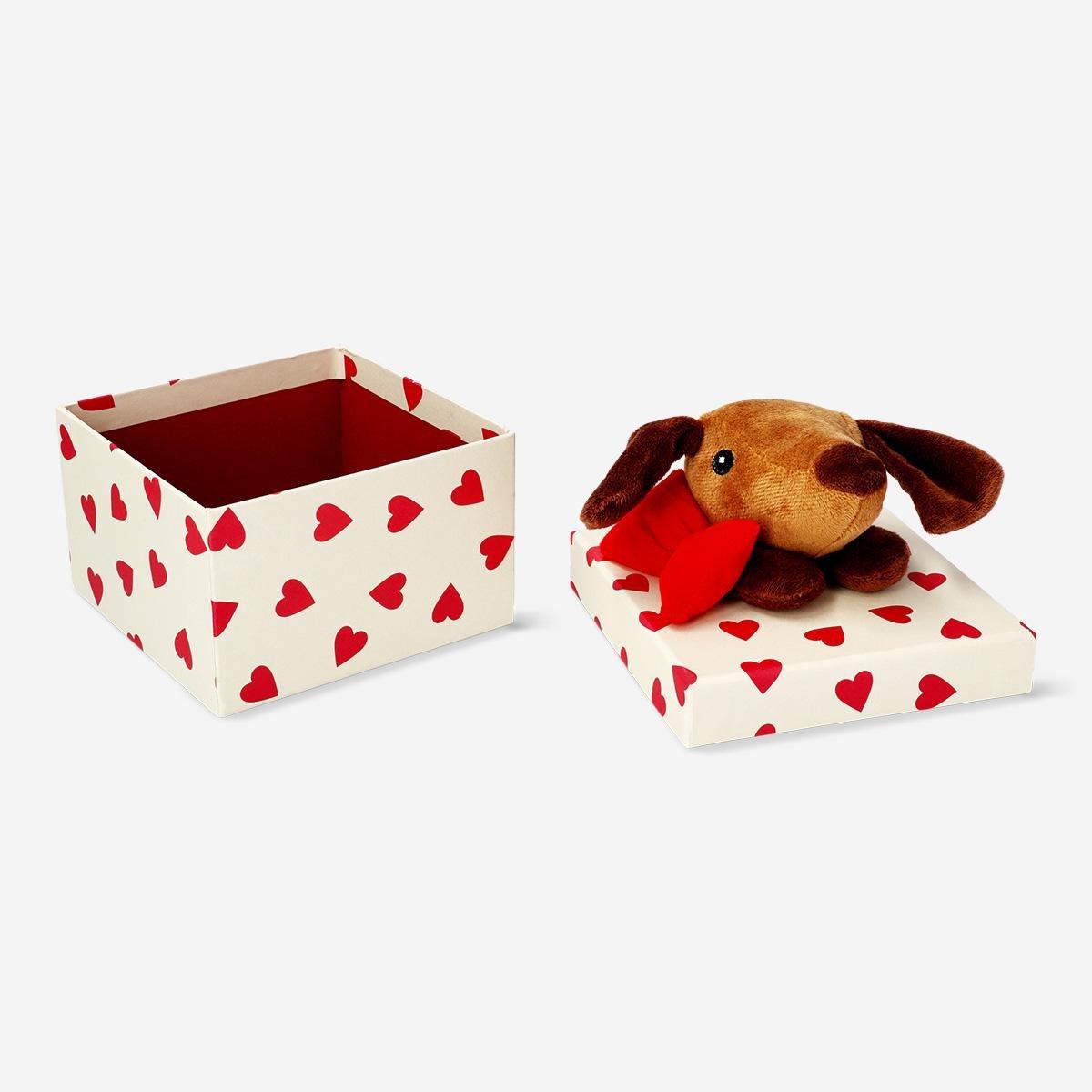Multicolour gift box with plush sausage dog