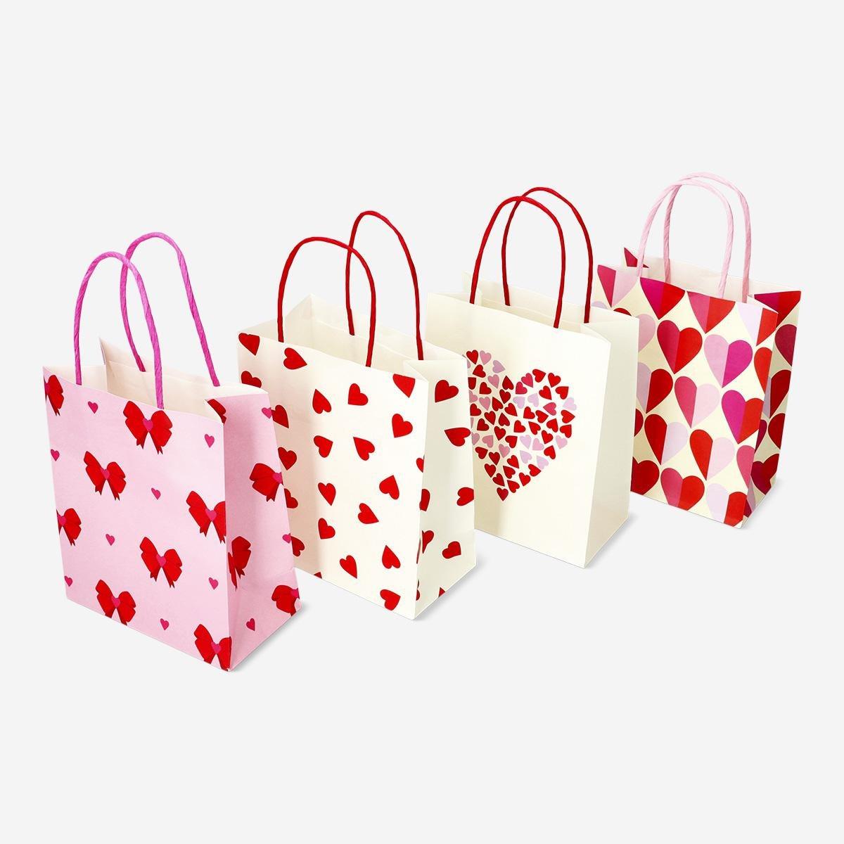 Multicolour valentines day gift bags - 4 pcs