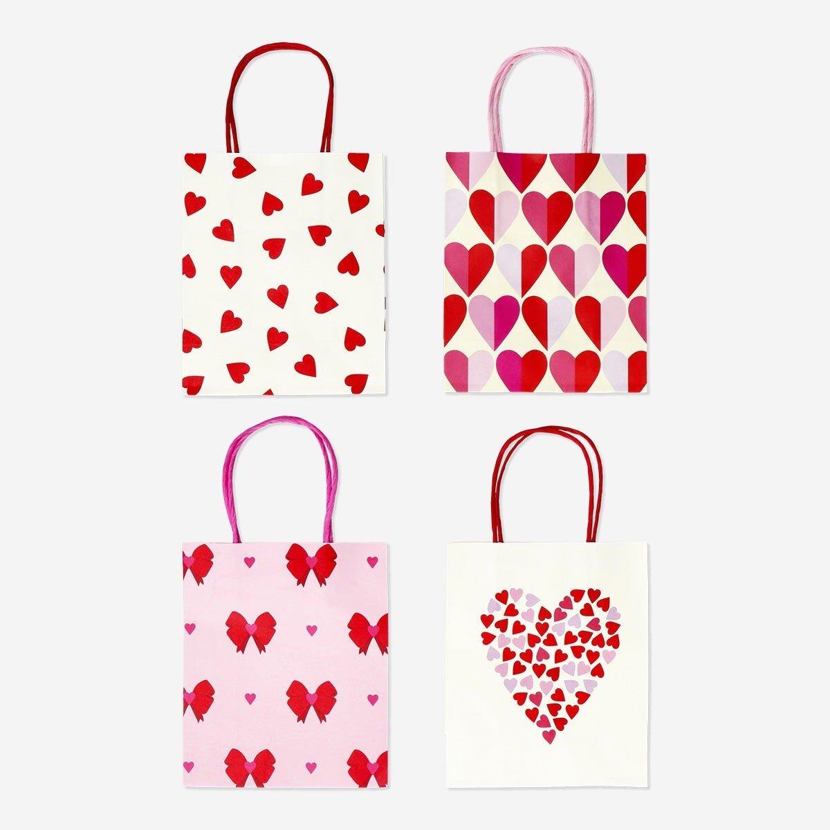 Multicolour valentines day gift bags - 4 pcs
