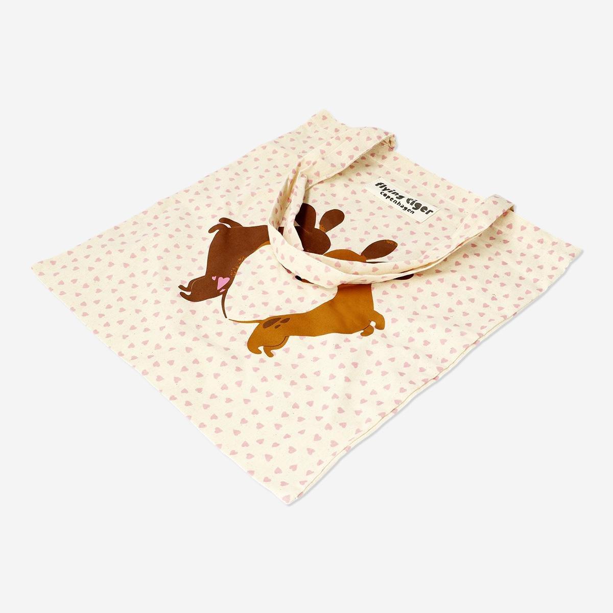 Multicolour sausage dog tote bag