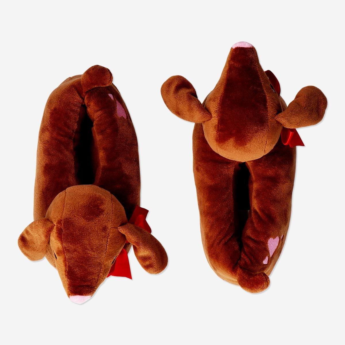 Brown sausage dog slippers 36/38